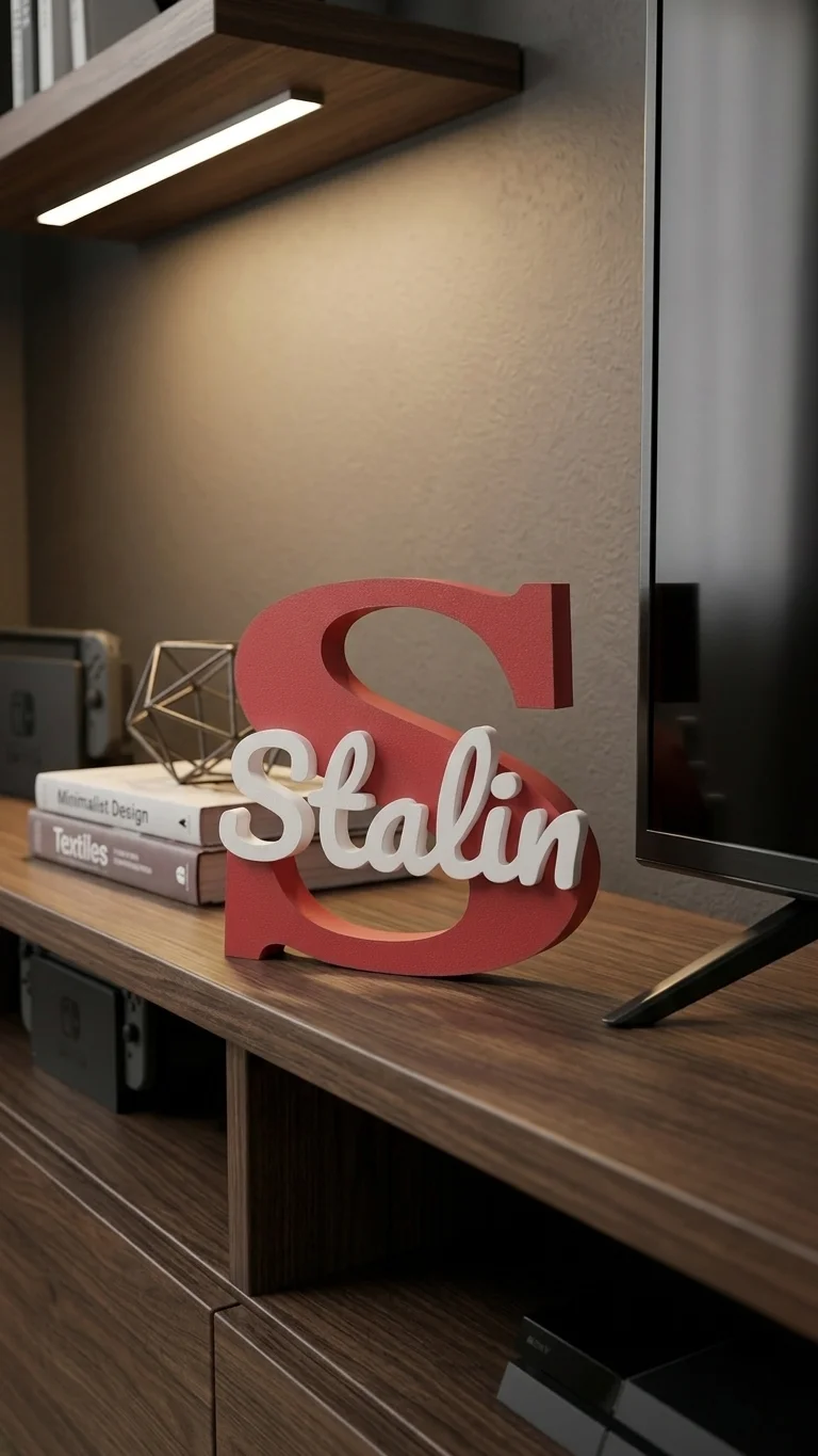 Customizable Monogram Letter & Name Desk Stand thumbnail 4