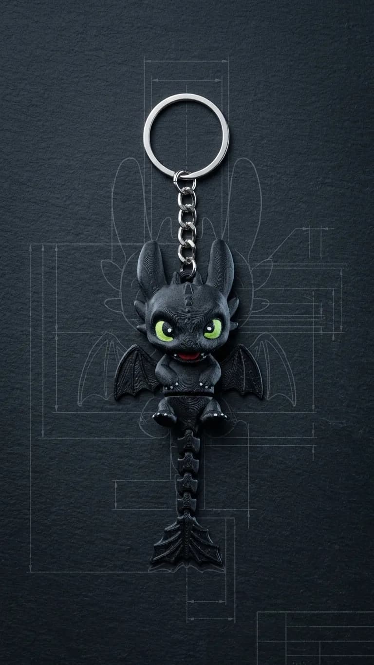 Cute Articulated Dragon Keychain – 3D Printed Bag Charm