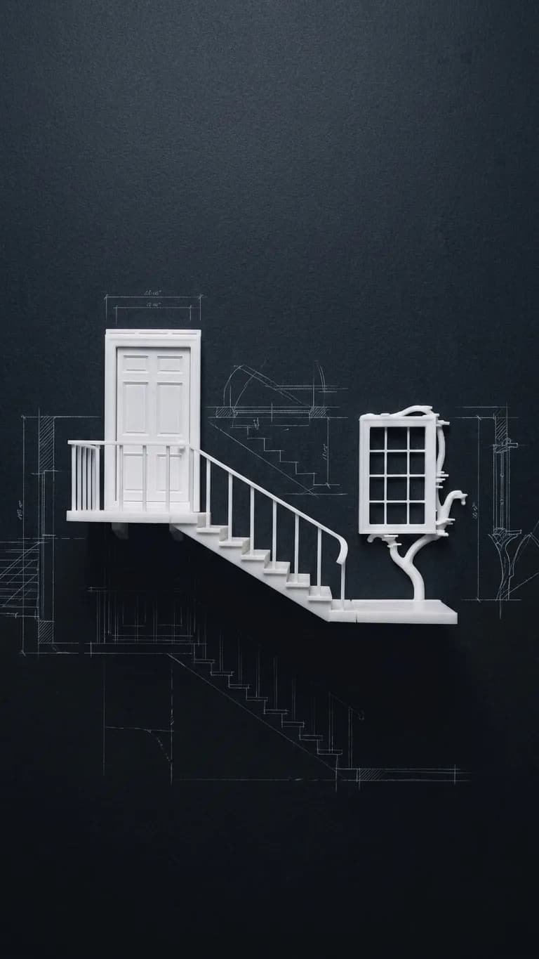 Door with Staircase Wall Decor – 3D Printed Architectural Wall Art