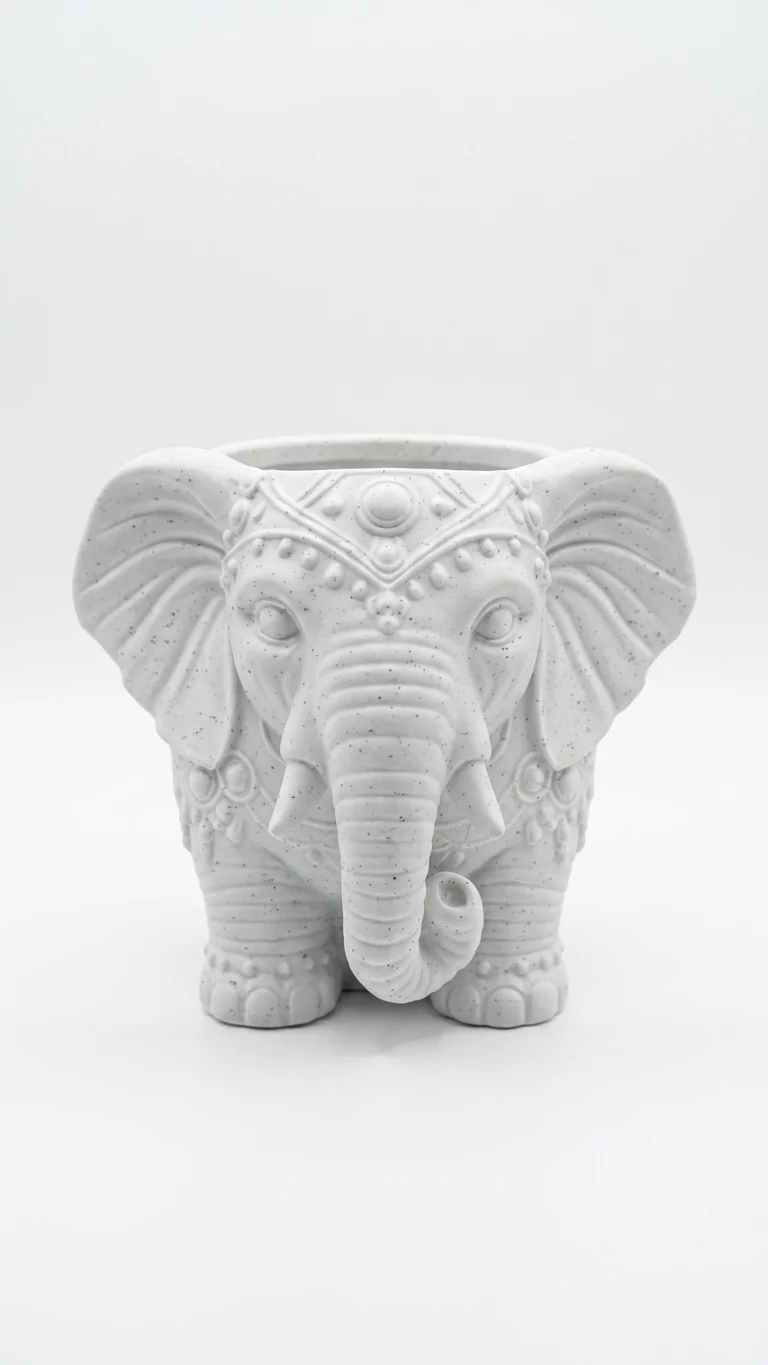 Royal Carved Elephant Decorative Planter & Vase thumbnail 2