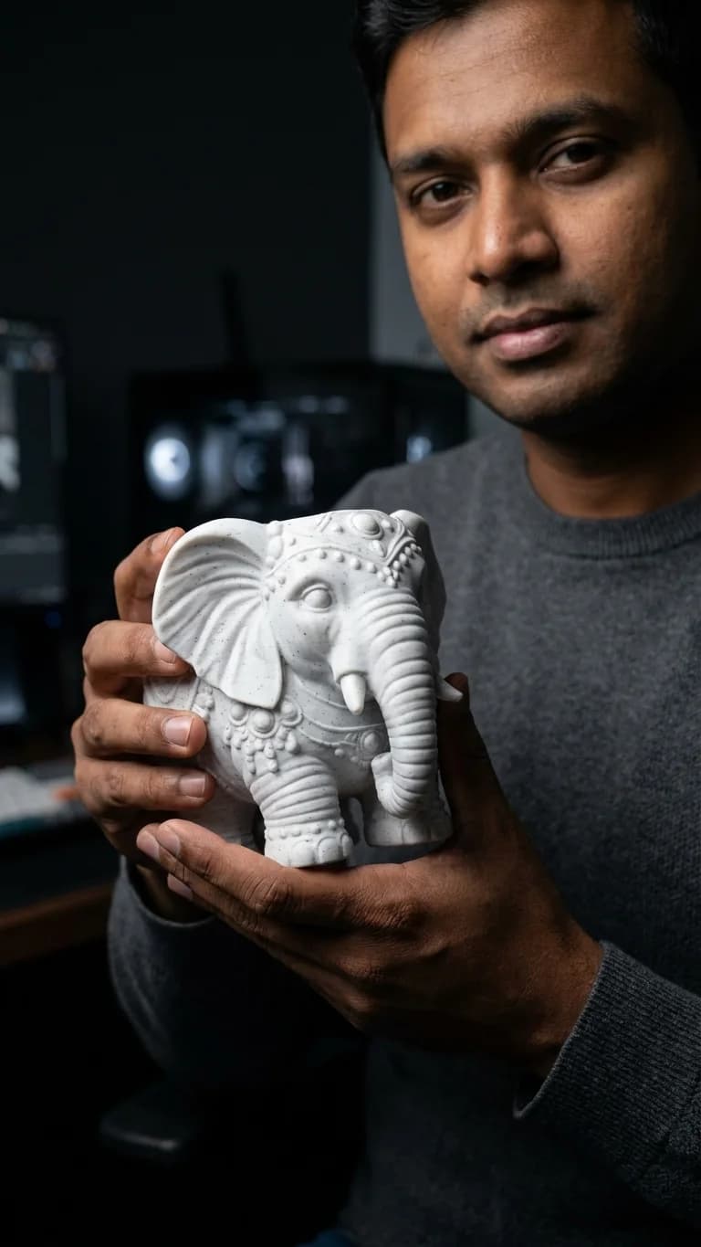 Royal Carved Elephant Decorative Planter & Vase thumbnail 3