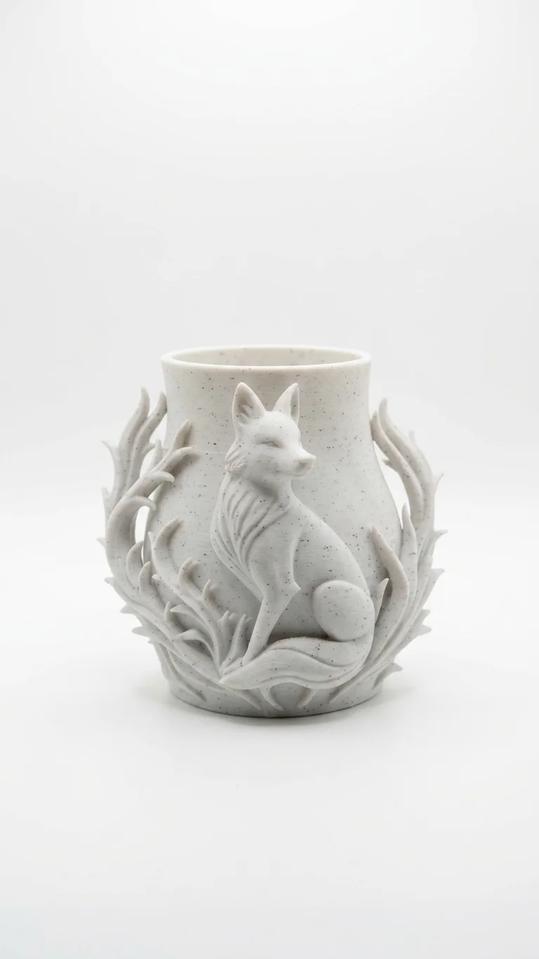 Artistic Forest Fox Sculpted Relief Vase & Planter thumbnail 2