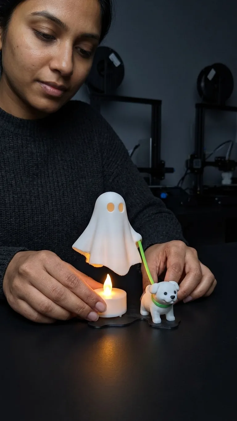 Ghost Walking Dog Tealight Holder – Cute 3D Printed Candle Holder thumbnail 2