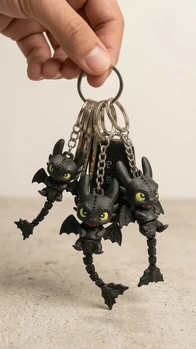 Cute Articulated Dragon Keychain – 3D Printed Bag Charm gallery image 2