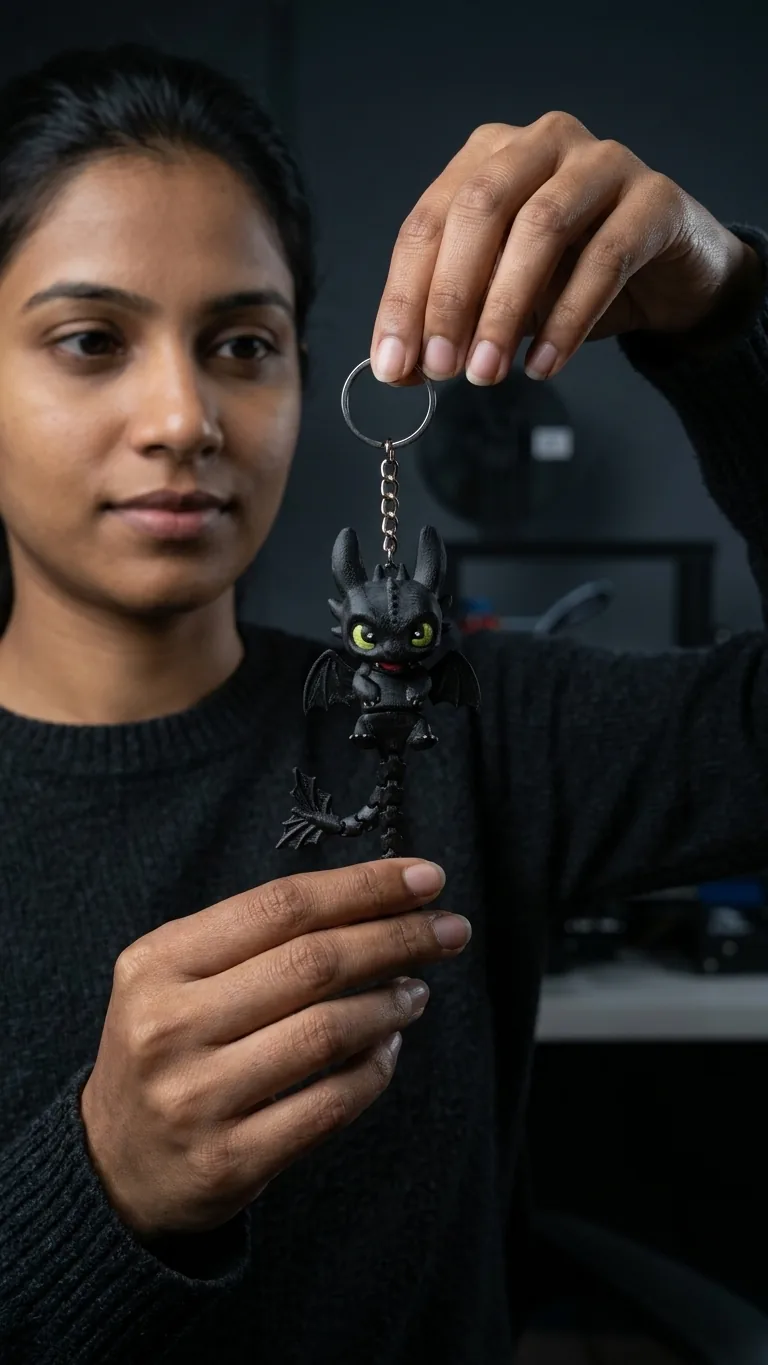 Cute Articulated Dragon Keychain – 3D Printed Bag Charm gallery image 4