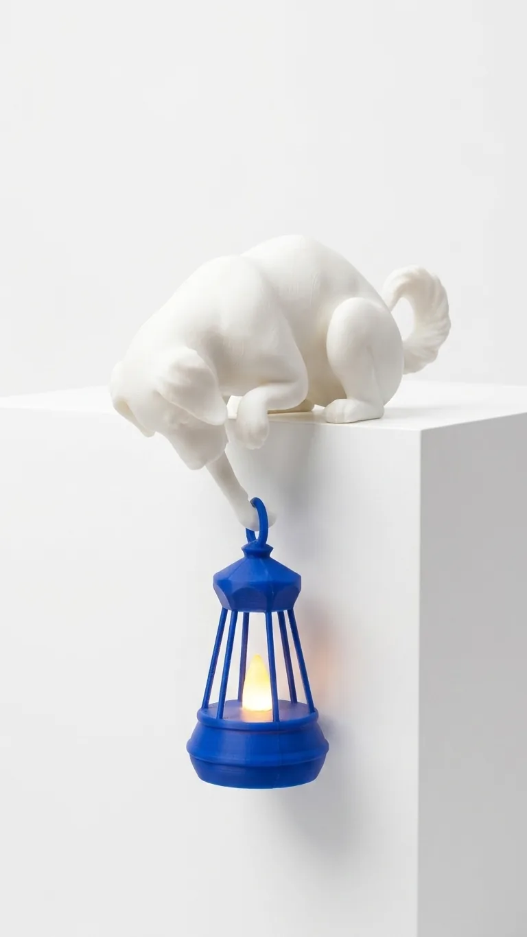 Dog Holding Lantern Night Lamp – 3D Printed Ambient Night Light gallery image 2