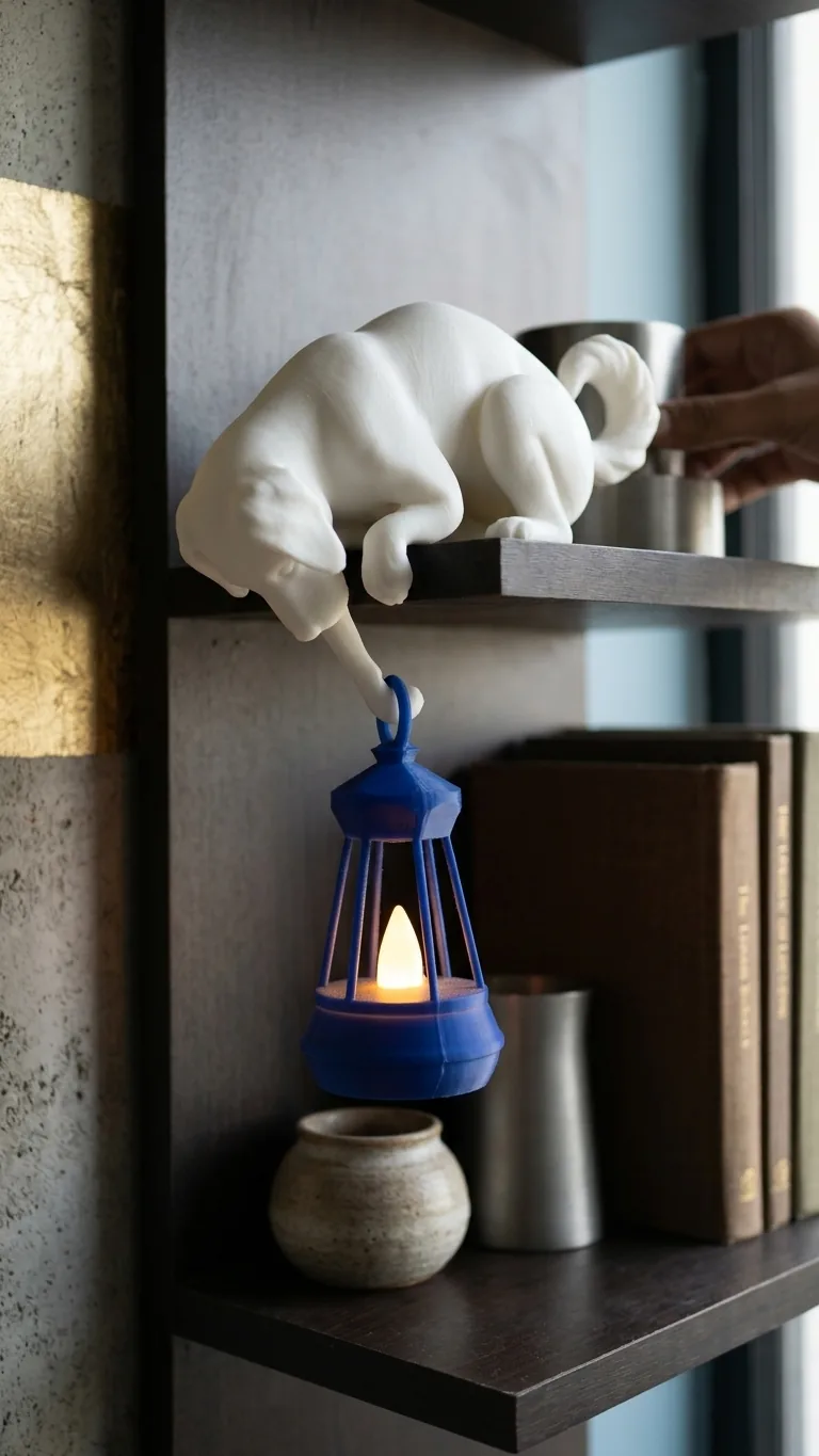 Dog Holding Lantern Night Lamp – 3D Printed Ambient Night Light gallery image 4