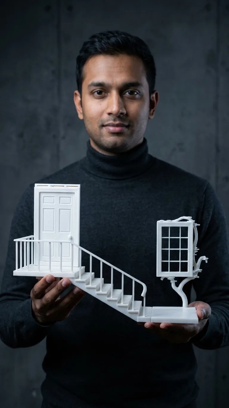 Door with Staircase Wall Decor – 3D Printed Architectural Wall Art gallery image 2