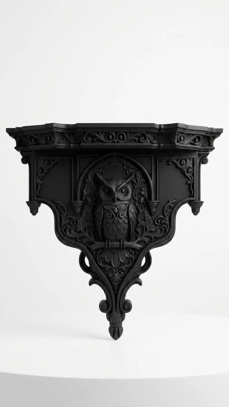 Gothic Owl Wall Shelf – 3D Printed Dark Academia Decor gallery image 2