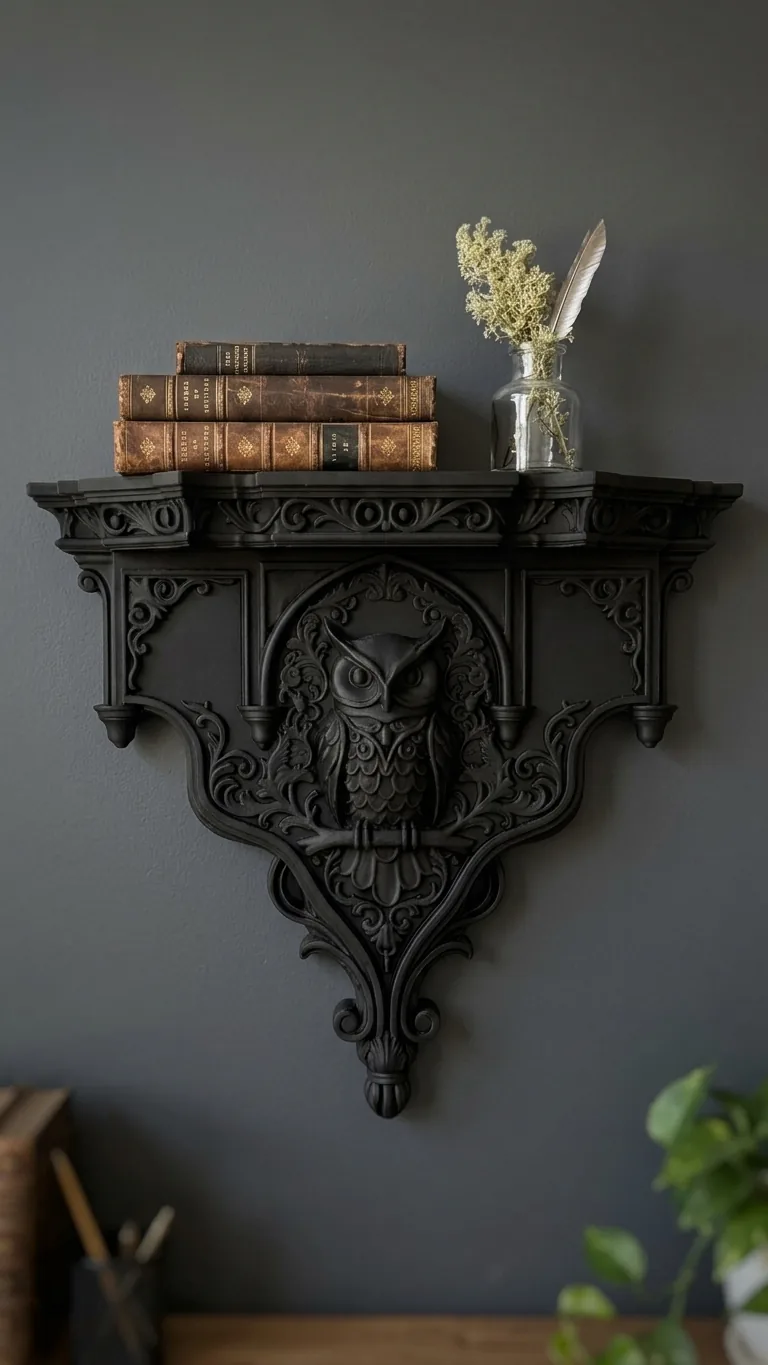 Gothic Owl Wall Shelf – 3D Printed Dark Academia Decor gallery image 4