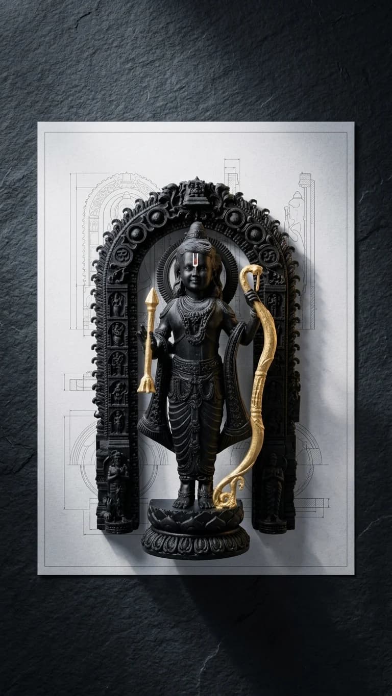 Ayodhya Ram Lalla Sacred Idol 3D Sculpture - view 1